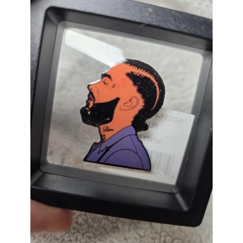 Nipsey Hussle Enamel Pin Blue Purple Profile Silhouette Marathon Continues